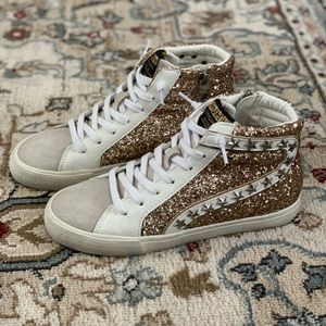 Vintage Havana Gold Grey Multi Glitter High Top Sneakers